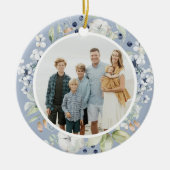 Frosty Winter Bladergroen Foto Kerstmis Keramisch Ornament (Voorkant)