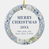 Frosty Winter Bladergroen Foto Kerstmis Keramisch Ornament (Achterkant)