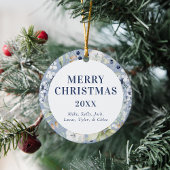 Frosty Winter Bladergroen Foto Kerstmis Keramisch Ornament