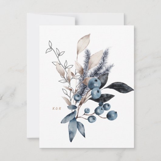 Frosty Winter Bloemen Bruiloft Diner Menu Kaart (Achterkant)