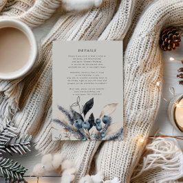 Frosty Winter Bloemen Bruiloft Info Kaart