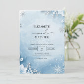 Frosty Winter Bloemen bruiloft Kaart (Staand voorkant)