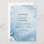 Frosty Winter Bloemen bruiloft Kaart (Voorkant / Achterkant)