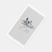 Frosty Winter Bloemen Monogram Huwelijk Servet (Hoek)