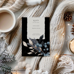 Frosty Winter Bloemen verticale RSVP-kaart RSVP Kaartje