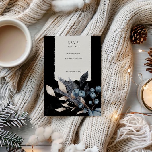 Frosty Winter Bloemen verticale RSVP-kaart RSVP Kaartje