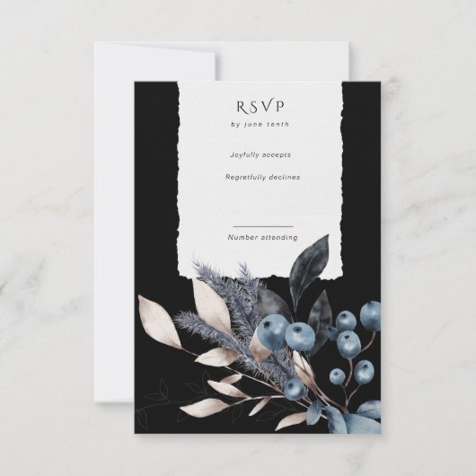 Frosty Winter Bloemen verticale RSVP-kaart RSVP Kaartje (Voorkant)