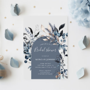 Frosty Winter Bloemenboog Bruidsdouche Uitnodiging