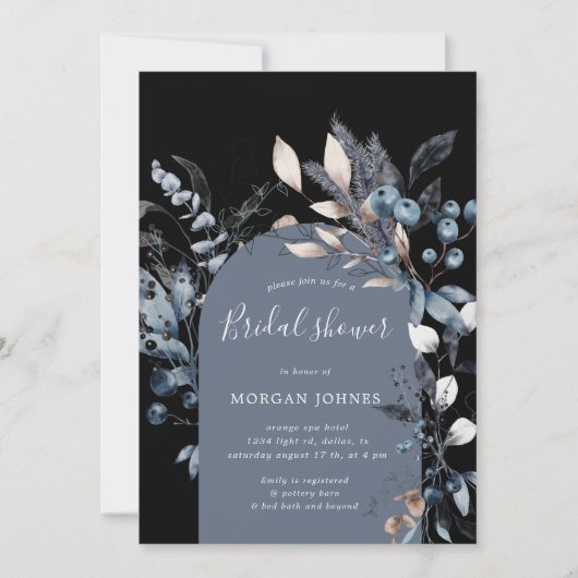 Frosty Winter Bloemenboog Bruidsdouche Uitnodiging (Voorkant)