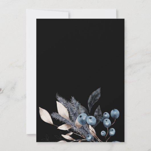 Frosty Winter Bloemenboog Bruidsdouche Uitnodiging (Achterkant)