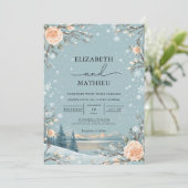 Frosty Winter Bloom Wedding Kaart (Staand voorkant)