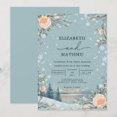 Frosty Winter Bloom Wedding Kaart (Voorkant / Achterkant)