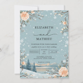 Frosty Winter Bloom Wedding Kaart