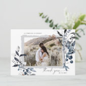 Frosty Winter Floral Dank u bruiloft Kaart (Staand voorkant)