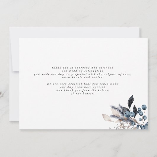 Frosty Winter Floral Dank u bruiloft Kaart (Achterkant)