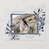 Frosty Winter Floral Save The Date Briefkaart (Voorkant)