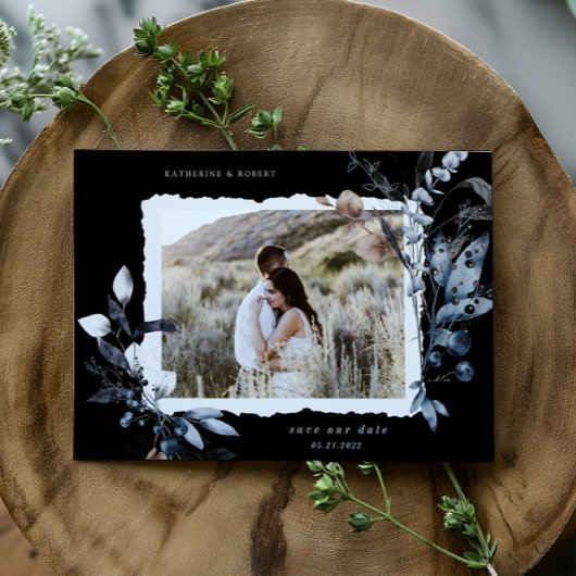 Frosty Winter Floral Save The Date Briefkaart