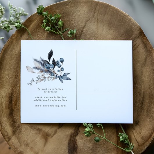 Frosty Winter Floral Save The Date Briefkaart