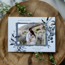Frosty Winter Floral Save The Date Briefkaart