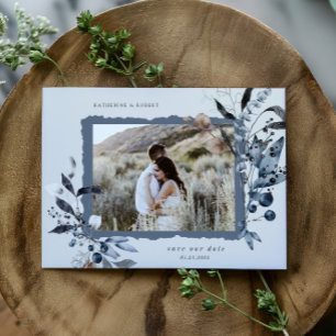 Frosty Winter Floral Save The Date Briefkaart