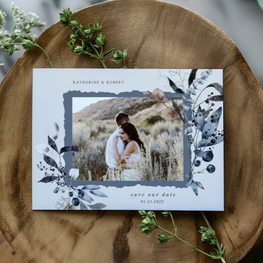Frosty Winter Floral Save The Date Briefkaart