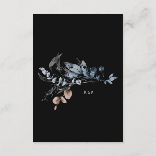 Frosty Winter Floral Wedding Details Informatiekaartje (Achterkant)