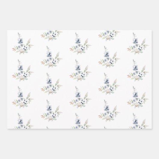 Frosty Winter Foliage Botanische Vakantie Dusty Bl Inpakpapier Vel (Voorkant 3)