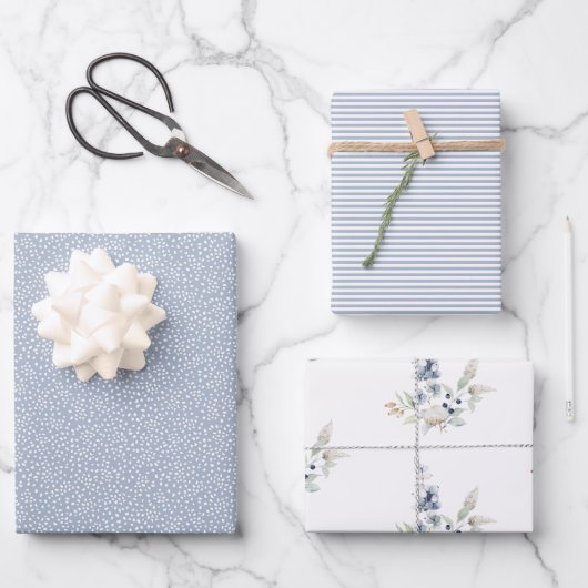 Frosty Winter Foliage Botanische Vakantie Dusty Bl Inpakpapier Vel (Voorkant)