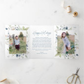 Frosty Winter Foliage Chique Kerstmis 4 Fotokaart Drieluik Uitnodiging (Binnen)