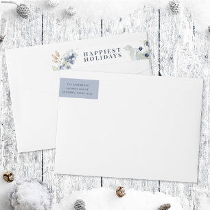 Frosty Winter Foliage Holiday Wrap rond label