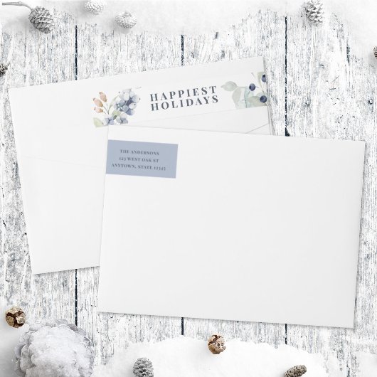Frosty Winter Foliage Holiday Wrap rond label
