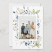 Frosty Winter Foliage Lijst Holiday Photo Card Feestdagenkaart (Voorkant)