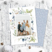 Frosty Winter Foliage Lijst Holiday Photo Card Feestdagenkaart