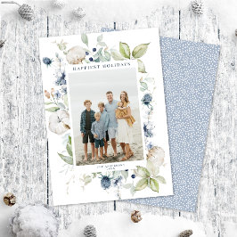 Frosty Winter Foliage Lijst Holiday Photo Card Feestdagenkaart