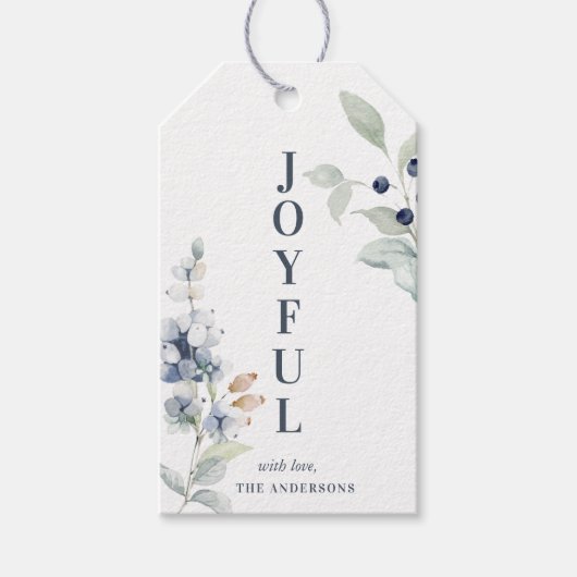 Frosty Winter Foliage Vrolijke Kerstvakantie Cadeaulabel (Voorkant)