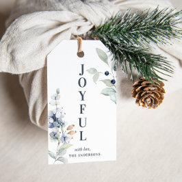 Frosty Winter Foliage Vrolijke Kerstvakantie Cadeaulabel
