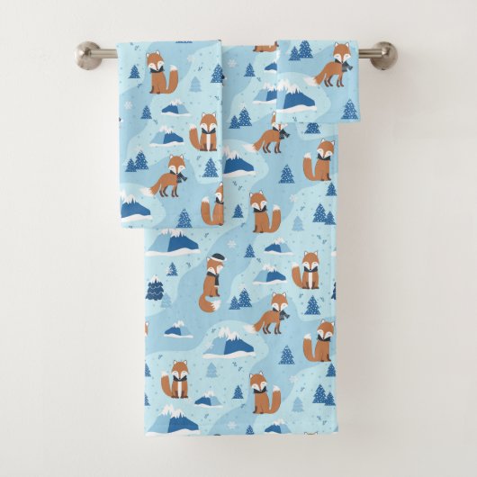 Frosty Winter Foxes Bad Handdoek (Insitu)