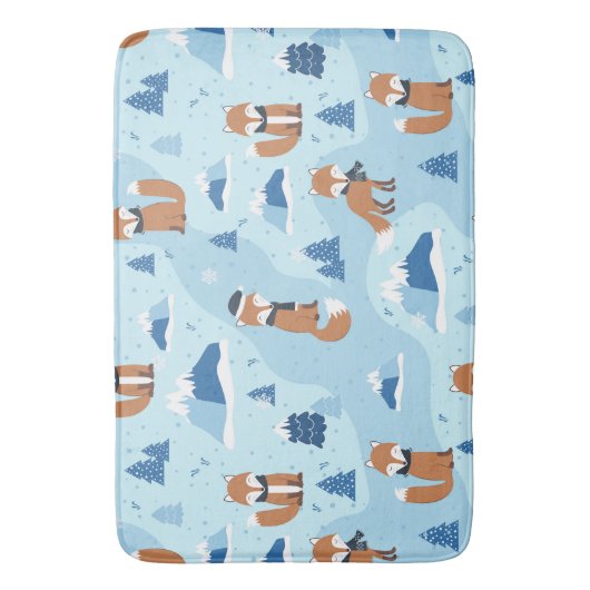 Frosty Winter Foxes Badmat (Voorkant Verticaal)