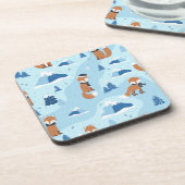 Frosty Winter Foxes Bier Onderzetter (Linkerzijde)