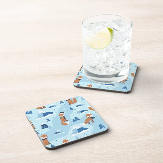 Frosty Winter Foxes Bier Onderzetter (Rechterzijde)