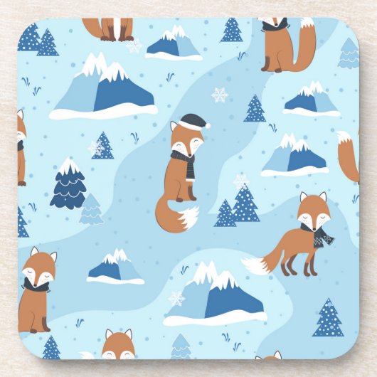 Frosty Winter Foxes Bier Onderzetter (Voorkant)