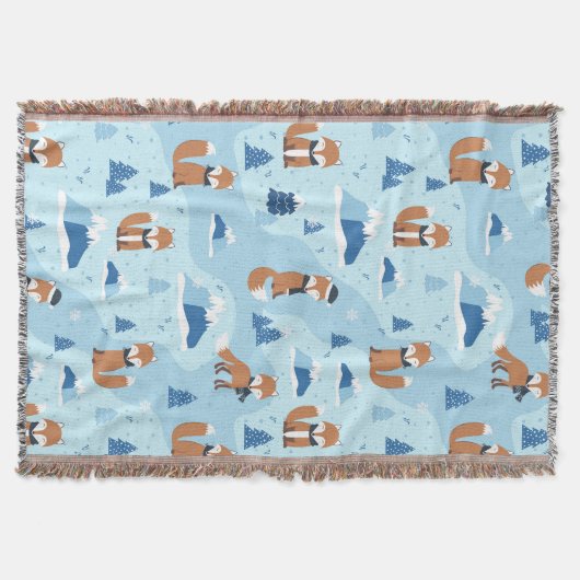 Frosty Winter Foxes Deken (Voorkant)