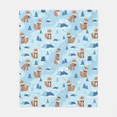 Frosty Winter Foxes Fleece Deken (Voorkant)