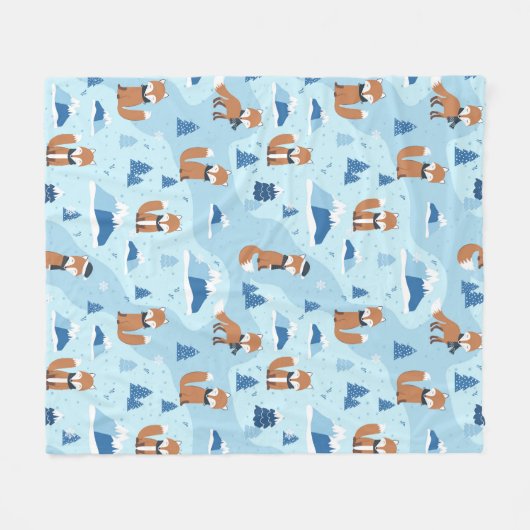 Frosty Winter Foxes Fleece Deken (Voorkant (Horizontaal))