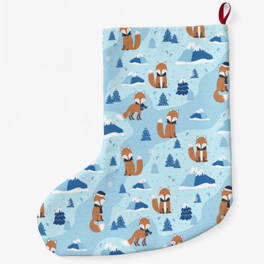 Frosty Winter Foxes Grote Kerstsok (Achterkant)