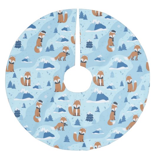 Frosty Winter Foxes Kerstboom Rok (Voorkant)