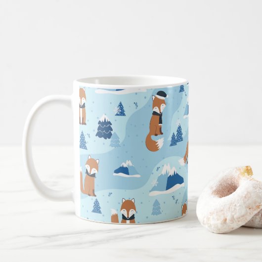 Frosty Winter Foxes Koffiemok (Met donut)
