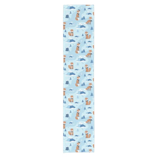 Frosty Winter Foxes Korte Tafelloper (Voorkant)