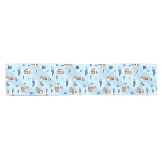Frosty Winter Foxes Korte Tafelloper (Horizontaal)