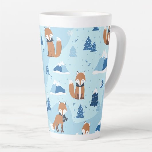 Frosty Winter Foxes Latte Mok (Rechterhoek)